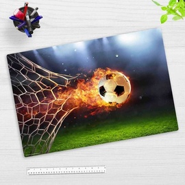 Cover-your-desk Schreibtischunterlage für Kinder Flammender Fußball mit Feuerschweif, aus hochwertigem Vinyl, 60 x 40 cm