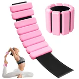 Zyluniy 2 Stück Handgelenk- & Knöchelgewichte Set 2 Pfund (0.9kg) | Gewichtsmanschetten für Yoga, Tanzen, Barre, Pilates & Cardio |mit Verstellbarem Klettverschluss | Für Aerobic, Walking, Joggen,Rosa