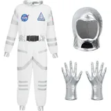 Spooktacular Creations Blau Astronaut Kostüm mit Helm für Kinder, Raumanzug, Space Jumpsuit, Halloween Astronaut NASA Kostüm für Jungen Mädchen Pretend Role Play Dress Up