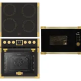 Kaiser Küchengeräte Induktions Herd-Set Herd Set Induktion, Retro Backofen mit Induktion,Air-Fry+Einbau-Mikrowelle, 25 l, Retro MIkrowell, Anthrazitfarbiges Glas,60cm EHC 6776 I AD+EM 2545 AD, mit 1-fach-Teleskopauszug schwarz