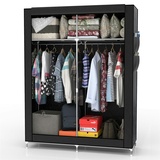 INTIRILIFE Faltschrank 108x170x45 cm in Raben SCHWARZ - mit Reißverschluss Stoffschrank Kleiderschrank mit Kleiderstange, Fächern und Seitentasche