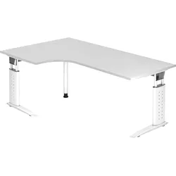 Hammerbacher Winkeltisch C-Fuß 200x120cm 90 Grad Weiß/Weiß