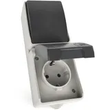 EMOS Schuko-Steckdose IP44 Schwarz-Grau