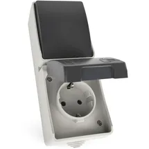 EMOS Schuko-Steckdose IP44 Schwarz-Grau