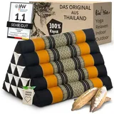 livasia Keilkissen Dreieckskissen hoch (Classic) - 38x55x35cm, Kapok, vegan, handgefertigt orange|schwarz