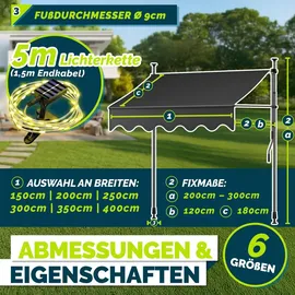 tillvex Klemmmarkise 400 cm grau