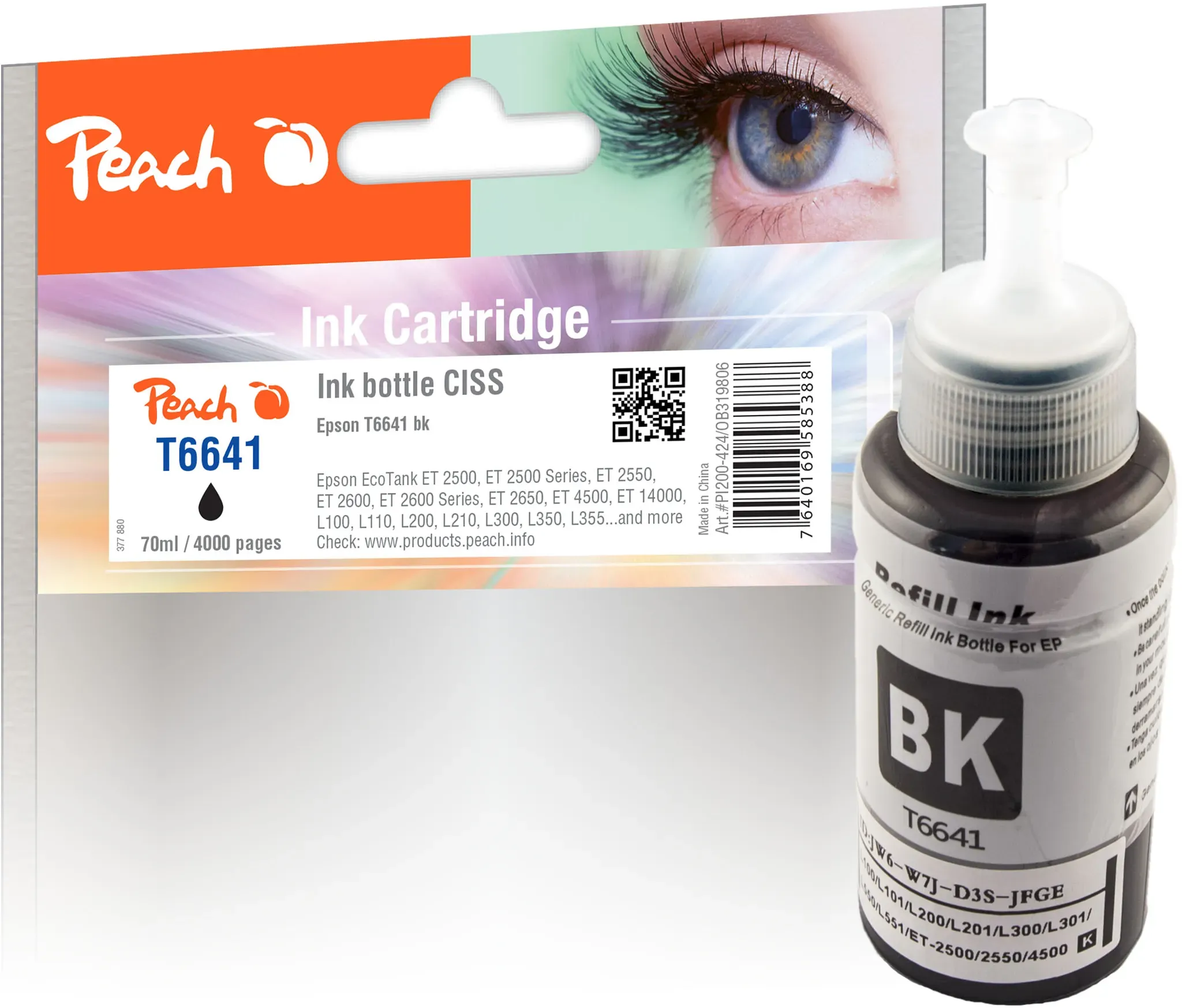 Peach Tintenbehälter schwarz kompatibel zu Epson No. 774BK, C13T774140