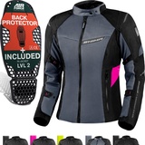 SHIMA RUSH 2.0 Vented wasserdichte Damen mit Protektoren Mesh | AIRFORCE Rückenprotektor | Sommer Luftig Motorradjacke Wasserdicht Motorradkombi Motorradhose Rosa (Pink, Frauen, Textilejacke, Größe XS)