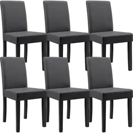[en.casa] Esstisch Eiche antik mit 6 Stühlen dunkelgrau Kunstleder gepolstert 140x90 Essgruppe Esszimmer - Braun/Dunkelgrau/Schwarz