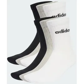 adidas Linear Crew Socken 6er Pack grau/schwarz/weiß 40-42
