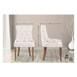 CLP 4er Set Esszimmerstuhl Aberdeen Samt creme/antik-hell