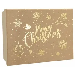 Geschenkbox Weihnachten Merry Christmas Kraftpapier braun 20x15x9cm Geschenkverpackung