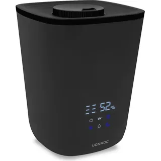 VONROC Luftbefeuchter 4,5 Liter - Ultraschall - UV-Sterilisator | Inklusive Fernbedienung - Schwarz