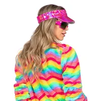 Sonnenblende Mütze pink - Stylischer Sonnenschutz für 80er Jahre Feten,