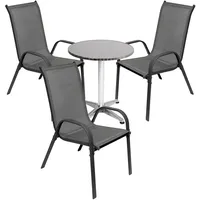 Mojawo 4-tlg. Bistro Garnitur Balkonset Garnitur Tisch + 3 Stapelstühle Ø60xH70cm