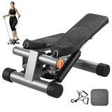 Vevor Treppenstepper Mini-Stepper, hydraulischer Fitness-Stepper mit Widerstandsbändern, Ganzkörper-Workout-Cardio-Gerät, Treppensteiger mit LCD-Monitor, 150 kg Tragkraft 170 – 325 mm