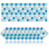 Cendray 20 Stück Fliesenaufkleber öldichte wasserdichte PVC Selbstklebende Dekoration Mosaik-Stil Küche Badezimmer Fliesenaufkleber (20x20cm,Blau)