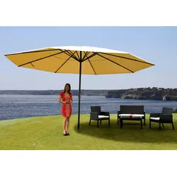Mendler Sonnenschirm Meran Pro, Gastronomie Marktschirm ohne Volant Ø 5m Polyester/Alu 28kg ~ creme ohne Ständer