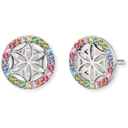 Paar Ohrstecker ENGELSRUFER "Lebensblume, ERE-LILLIFL-ZIM-ST", bunt (silberfarben, rot, orange, grün, lila, blau, rosa, rot, orange, grün, lila, blau, rosa), Ohrringe, Damen, Silber 925 (Sterlingsilber), mit Zirkonia (synth.)