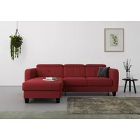 sit&more Ecksofa »Belluci L-Form«, inklusive Federkern, wahlweise mit Bettfunktion und Bettkasten, rot