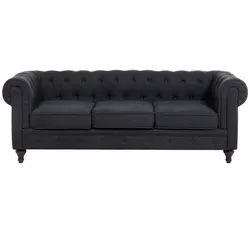 3-Sitzer Sofa graphitgrau / dunkelbraun CHESTERFIELD