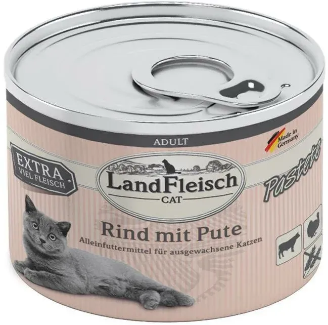 LandFleisch Cat Adult Pastete Rind mit Pute 6x195g