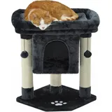 dazikemo Katzen Kratzbaum 61 cm - grau mit großem Liegeplatz und Katzenhöhle