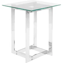 Beliani Beistelltisch Silber Transparent 40 x 40 cm Glasplatte Glänzende Metallgestell Poliert Quadratisch Modern