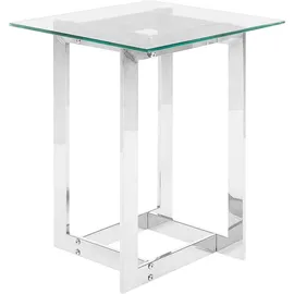Beliani Beistelltisch Silber Transparent 40 x 40 cm Glasplatte Glänzende Metallgestell Poliert Quadratisch Modern