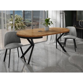 WFL GROUP Runder Ausziehbarer Esstisch - Loft Style Tisch mit Metallbeinen - 90 bis 170 cm - Industrieller Quadratischer Tisch für Wohnzimmer - Kompakt - 90 cm - Eiche Lancelot