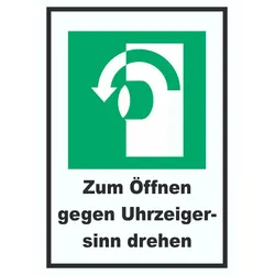 Zum Öffnen gegen Uhrzeigersinn drehen A3 (297x420mm) Schild
