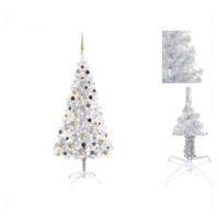 vidaXL Künstlicher Weihnachtsbaum mit LEDs & Kugeln Silbern 210cm PET