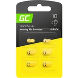 Green Cell Blister - 6 Stück Hörgerätebatterien batterien Typ/Größe Gelb 10 P10 PR70 ZL4 Zinc Zinc-Air Akustische Zink-Luft-Hörgerätebatterien für Hörgeräte und Otoplastiken