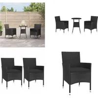 vidaXL 3 tlg. Garten Bistro Set mit Kissen Schwarz Poly Rattan - Garten Bistro Set - Garten Bistro Sets - Bistro Set - Gartenmöbel Set - Schwarz
