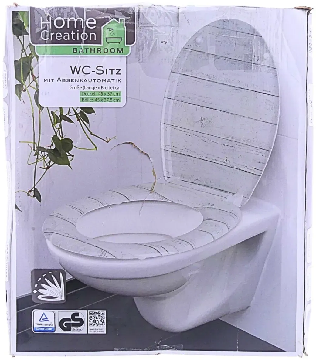 HomeCreation WC-Sitz mit Absenkautomatik birkenoptik passend für handelsüblic...
