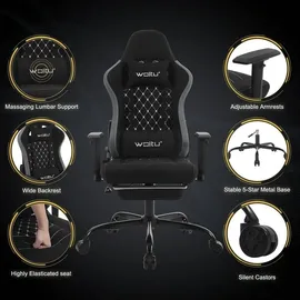 Woltu Gaming-Stuhl Ergonomisch Schwarz/Grau PC