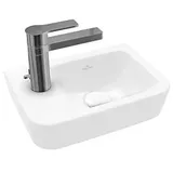 Villeroy & Boch O.novo Handwaschbecken 434237T2 36x25cm, eckig, Becken rechts, mit Hahnloch, ohne Überlauf, weiß antibac