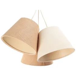 Boho Pendelleuchte 3 Schirme beige creme aus Leinen und Jute