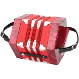 3 Farben Professionelles Akkordeon Concertina Concertina Instrument mit verstellbarem Handschlaufe für den Außenbereich und für Musik(red)