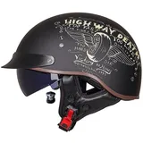 Smilfree Motorradhelm Halbschalenhelm mit ECE-Zertifizierung Rollerhelm Cruiser Chopper Skateboardhelm Antikollisionshelm Motorradhalbhelm mit Visier für Damen und Herren Erwachsene