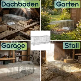 ideoon home Marder Lebendfalle Wiederverwendbare Gitterfalle 65 x 26 x 24 cm