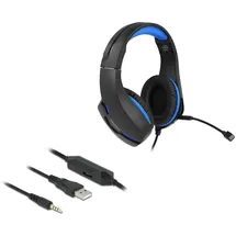 DeLock Headset kabelgebunden Schwarz, Blau Mikrofon-Rauschunterdrückung Headset Gaming