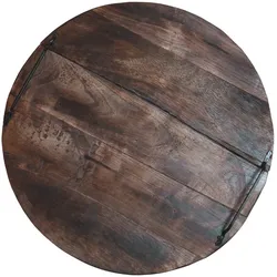 Rundes Schneidebrett aus Mangoholz - mit Metallgriffen für sicheres Servieren - Ø 40x6cm - Robust & widerstandsfähig für Küche & Gastronomie