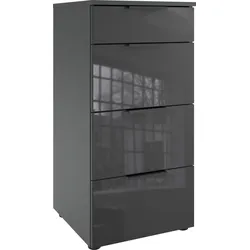 Schubkastenkommode WIMEX "Level36 black C by fresh to go", grau (graphit, glas grau), B:41cm H:84cm T:41cm, Spanplatte, Sideboards, mit Glaselementen auf der Front, soft-close Funktion, 41cm breit