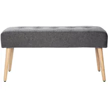 miliboo Gepolsterte Bank aus hellgrauem Stoff mit Samteffekt und hellem Holz B95 cm GUESTA