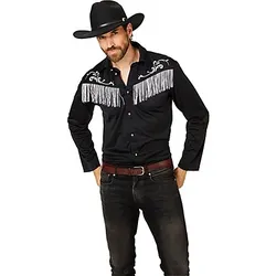 Cowboy-Hemd mit Fransen, schwarz/weiß