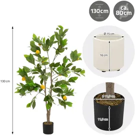 ML-Design Kunstpflanze Zitronenbaum 130 cm, aus Kunststoff,