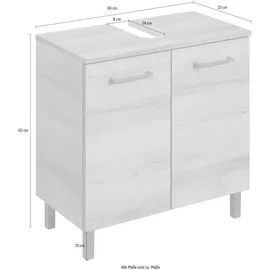 Saphir Waschbeckenunterschrank SAPHIR "Quickset 919 Unterbeckenschrank, Riviera Eiche quer Nachbildung", braun (riviera eiche quer nachbildung), B:60cm H:62cm T:33cm, Holzwerkstoff, Schränke, Waschbeckenunterschrank, Waschbeckenschrank inkl.