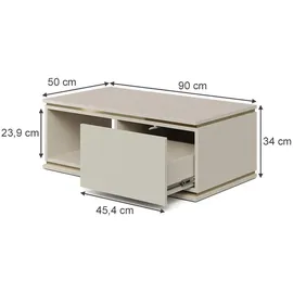 Vicco Couchtisch Linette, 90 x 50 cm mit Schublade