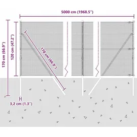 vidaXL Zaunpfosten 50 x 120 cm Grün/Stahl